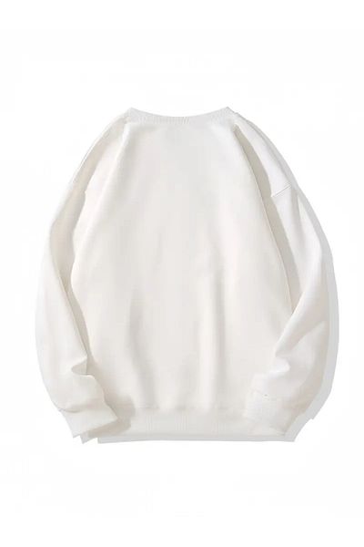 PALPİTO Hanorac oversize cu decolteu rotund cu imprimeu alb R Smile pentru femei