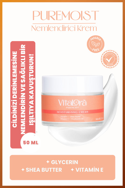 Vitalora Puremoist Aydınlatıcı Shea Yağı Özlü, E Vitaminli Nemlendirici Yüz K...