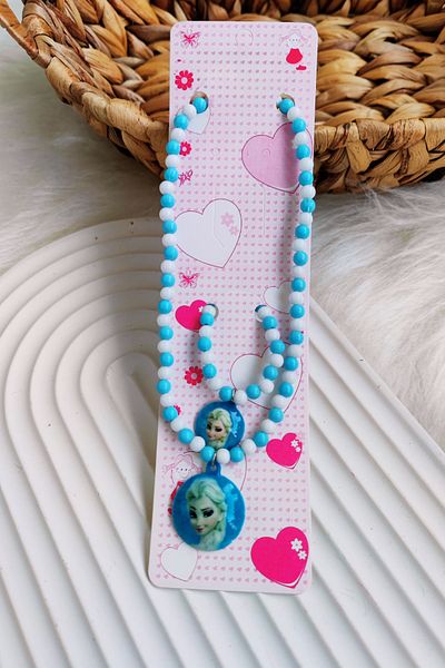 Nisankids Elsa Bead Necklace and Bracelet Set