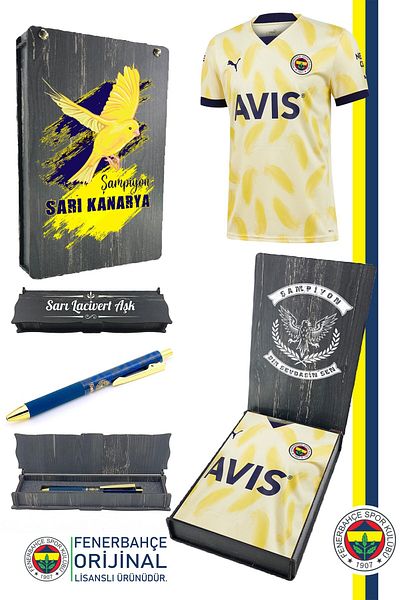 Fenerbahçe Original Jersey with Pen Gift and Special Design Gift Wooden Box
