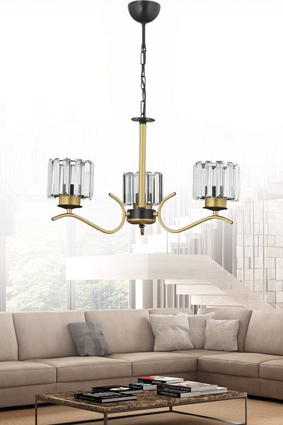 ESSLİGHT Ayla 3-Piece Antique Chandelier (Crystal Stone) Living Room Bedroom Kitchen Young Room Office