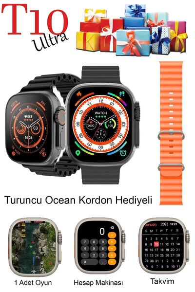 TECHNOMEN T10 Ultra Akıllı Saat Son Sürüm Kordon Kilitli Iosandroıd Uyumlu Ko...