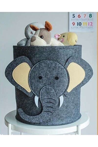Duffa Coș de jucării și rufe cu figurină elefant, coș de jucării elefant drăg...