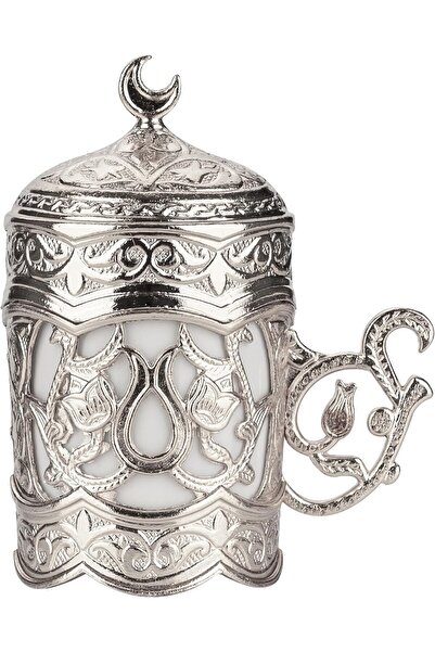 KT HOME Ottoman Turkish Arabic Espresso Coffee Cup with Coaster and Lid (2-Piece) Crescent Coffee Mugg