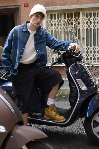 VAMOSCLO Basıc Oversize Tek Cep Detaylı Denım Ceket Koyu Mavi