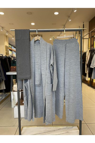 esila store Gray Triple Knitwear Set 3028