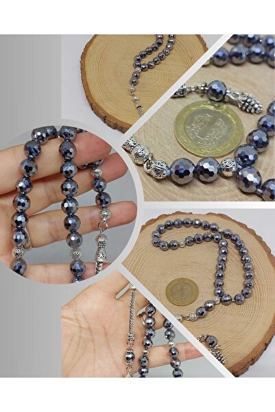 Yasamtohumu Terahertz Stone Segment superior tăiat tip fagure 33 mărgele de rugăciune 8 mm (36520)