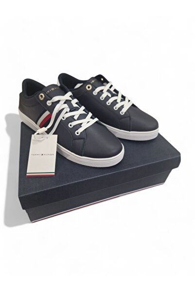 Tommy Hilfiger TOMMY HİLFİGER ESSENTİAL WEBBİNG CUPSOLE 41 DERİ LACİVERT SPOR ERKEK AYAKKABI FW0FW07378