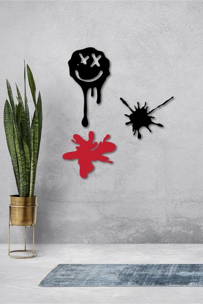 To Design Lab Negru - Roșu Set de 3 tablouri decorative distractive cu stropi de vopsea