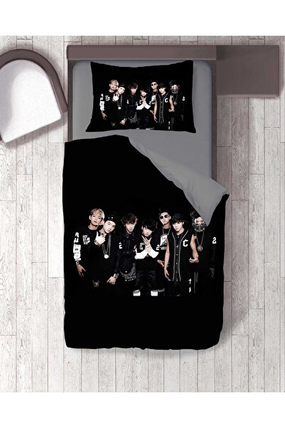 hediyechy Husa de pat cadou Bts Grup cu imprimeu Set de lenjerie de pat pentr...