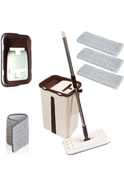 Genel Markalar Yeni Nesil Microfiber Tablet Mop 3 Paspaslı Temizlik Seti 2 hazne