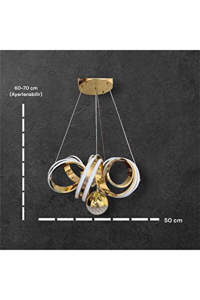 Avize Uzay Kıvrım Sarı 3 Renk Led Avize