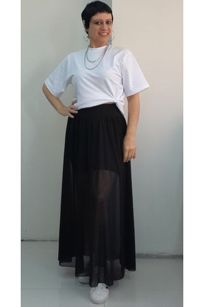 Mertcan Butik Μαύρη επένδυση μέσης με ελαστική φούστα από τούλι