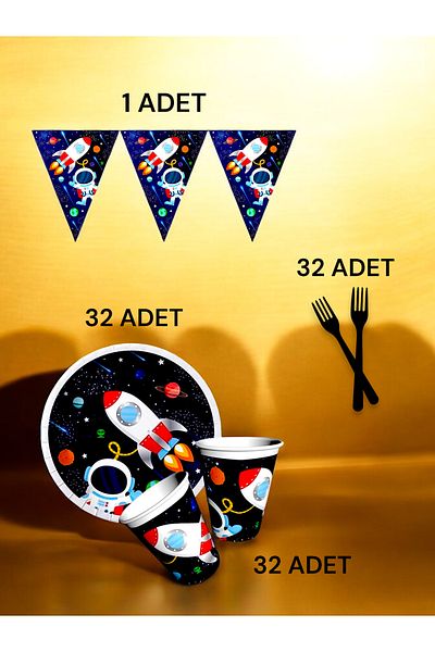 VibeHome Space Themed S Pack for 32 - Birthday Party and Fun Events