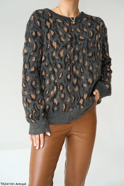 sajarsln Pulover supradimensionat Saja Rsln cu model leopard