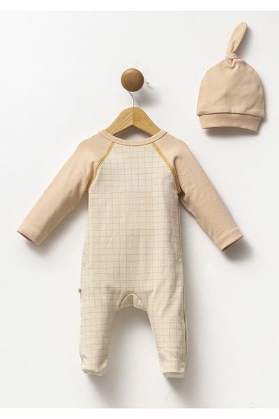 Moi Noi Baby Girls Hat Romper - 100% Cotton, Safari Giraffe Print, Salmon Color