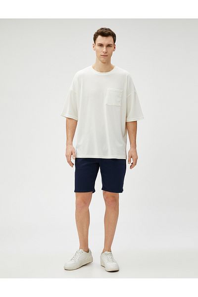 Koton Basic Oversize T-Shirt with Pocket Detail Crew Neck Half Sleeve