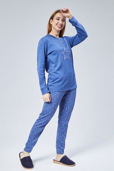 M MOONCOVER Set de pijamale de damă din bumbac pieptănat sezonier brodat 100% bumbac