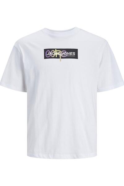 Jack & Jones Тениска JACK&JONES JCOAOP с щампа и кръгло деколте 12253477 BEYAZ