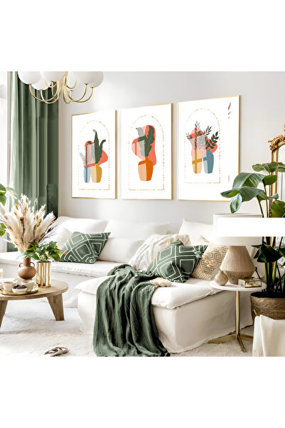 Harika bir ev Hari̇kabi̇rev | Soft Warm Tones Botanical Bohemian Set | Framed...