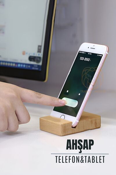 KaktüsKedi Ahşap Cep Telefonu Ve Tablet Standı 711596
