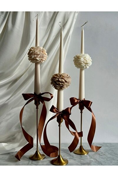 Loş Dükkan 3’lü Şamdan Şakayık Mum Kokulu