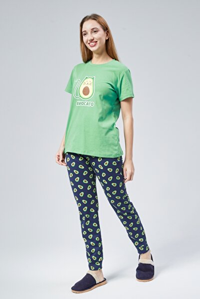 M MOONCOVER Mooncover Women's Summer Cotton Pajama Set – Lover Combination Green