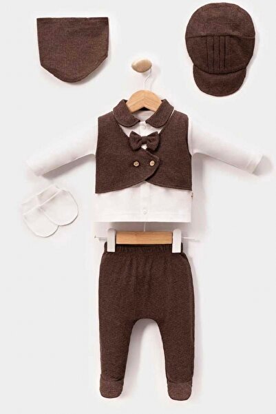 Cherub Baby طقم بدلة للأولاد الصغار مكون من 5 قطع - بدلة سهرة مع ربطة عنق وست...