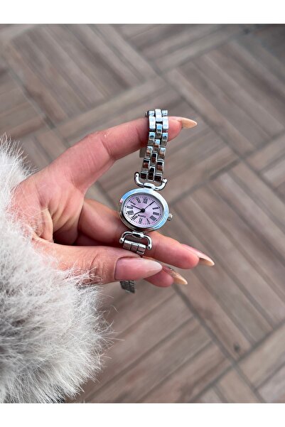 İnogge الحبل الفضي القطع الناقص حالة أرجواني الاتصال الهاتفي المرأة ساعة اليد الرجعية