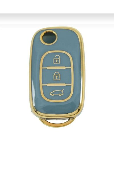 GMA KEYS Renault Megane 3 Fluence 3 - Grey Gold Nano Key Case with Push Button Switch, 1St Quality
