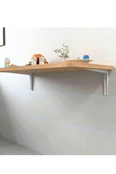 Kydonia Home 45x72 cm 4 Köşe Oval Çam Ahşap Desenli Duvara Monte Kırma Katlanır Yemek Masası