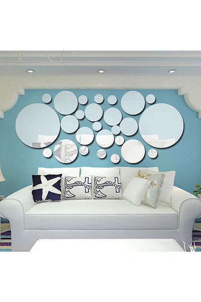 Generic 26-Piece Easy To Paste Removable And Install DIY Polka Dot Wall Mirror Stickers