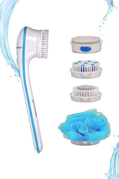 MACGON 5 Başlıklı Pilli Duş Fırçası & Spa Masaj Aleti Banyo Seti 30 Cm