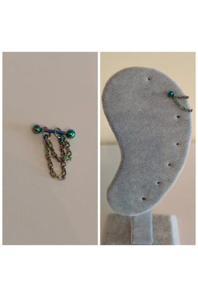 Bylin Takı %100 316 L Cerrahi Çelik Çift Zincirli Helix Piercing-1 adet