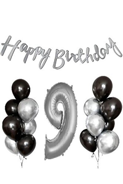 DÜVENCİ TİCARET Σετ μαύρων ασημί μπαλονιών λάτεξ για πάρτι γενεθλίων
