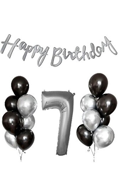 DÜVENCİ TİCARET Siyah gümüş lateks yaş balon seti