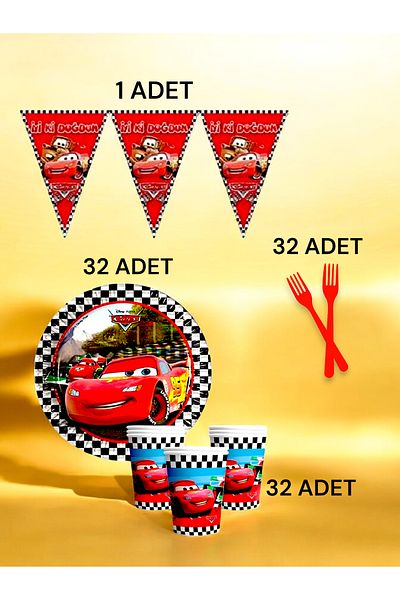 VibeHome 32 Person Cars Themed S Pack - Birthday Party and Fun Events