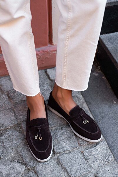 NİŞANTAŞI SHOES Γυναικείες μπαλαρίνες Warner Brown από γνήσιο δέρμα - Επίπεδη σόλα και λεπτομέρεια φιόγκου