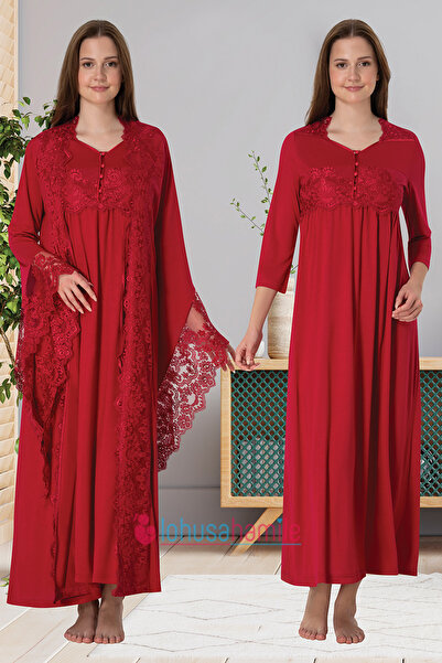 lohusahamile طقم ثوب نوم للحوامل بتصميم دانتيل للأميرة الكرزية