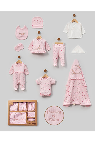 Belemir Kids Çiçek Baskılı 10'lu Hastane Çıkışı Set 0-3 Ay Bebe Takımı