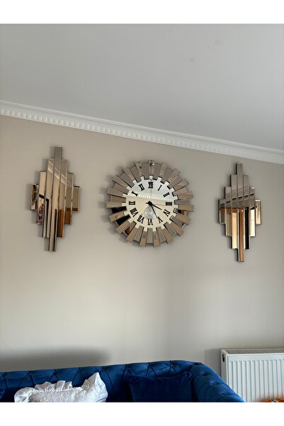 PAŞABAHÇE CAM Güneş bronz roma rakamli saat seti