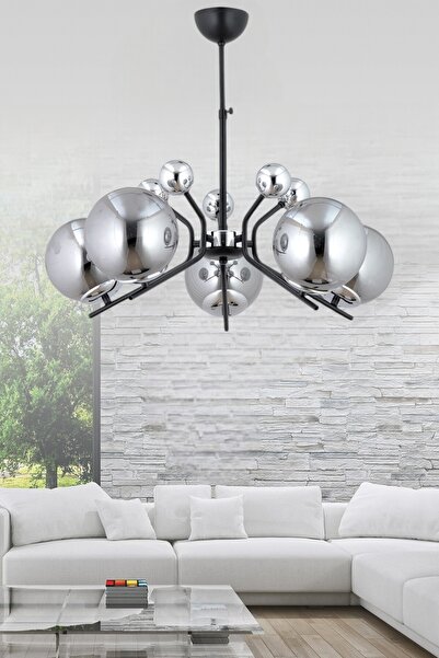 ESSLİGHT Beste 5 Li Sarkıt Avize Füme Glob Camlı Salon Yatak Odası Mutfak