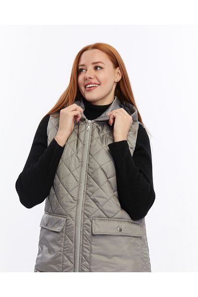 sehatex Women's Zipper Detailed Long Quilted Vest
