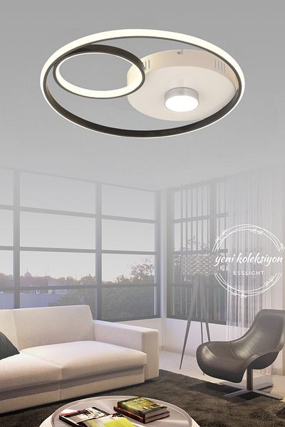 ESSLİGHT Begonia 45 cm Plafonier Chandelier with 3 Color Light Modes (White Yellow Daylight) Kitchen Bedroom Living Room