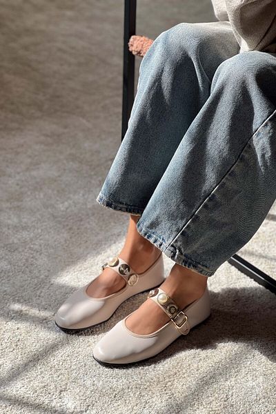 NİŞANTAŞI SHOES Krakow Béžová matná detail doplnku Dámske baleríny s plochou podrážkou