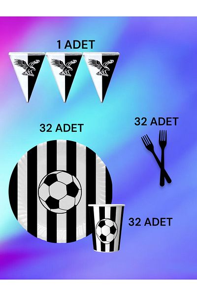 VibeHome Black and White Themed S Pack for 32 - Birthday Party and Fun Events