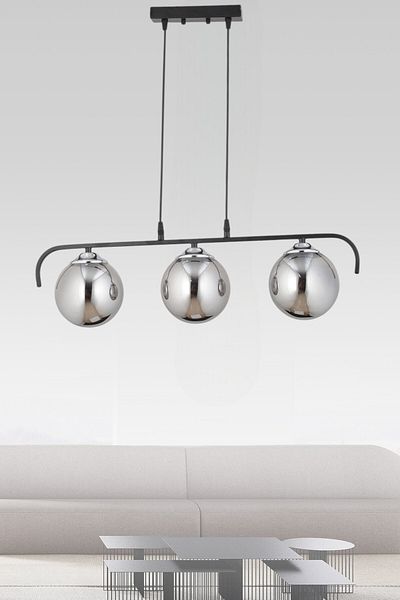ESSLİGHT Dilan 3 Row Chandelier (Smoked Glass) Dining Table Top Kitchen Living Room