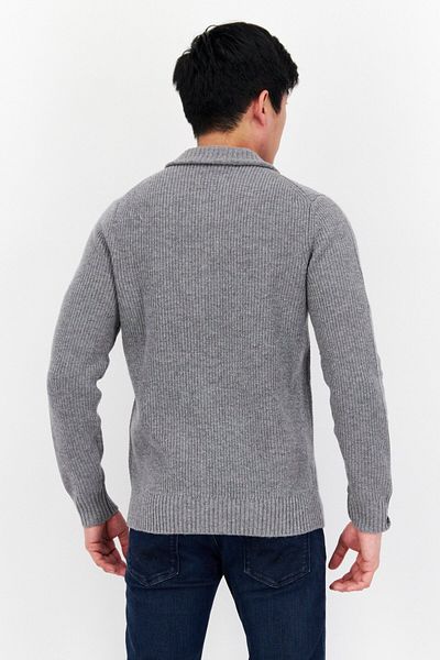 Lyle & Scott Men High Neck Long Sleeve Knitted Cardigans, Grey