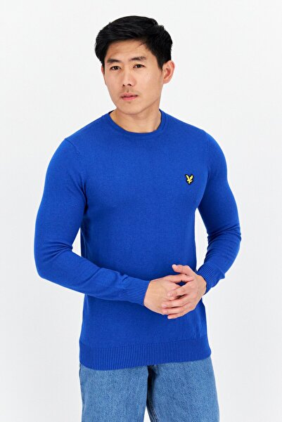 Lyle & Scott Men Round Neck Long Sleeve Knitted Sweater, Blue