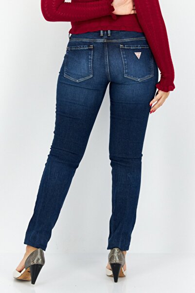 Guess Women Anti Fit Solid Non Stretchable Denim Jeans, Blue